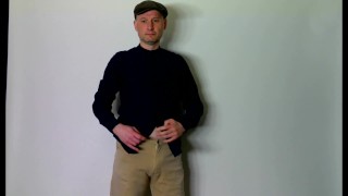 Kudoslong strips naked and wanks and shows his erect shaved cock and gets dressed