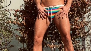 Pissing in speedo outside and an easter surprise in the end