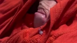Hidden Cumshot through boxers
