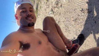 In the desert public stroking my big dick edging as much as I can before exploding