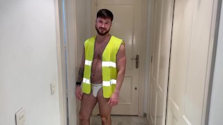 Giant builder shrinks bully boot sock foot worship crush