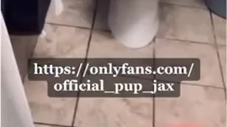 drinking and spitting piss from public restroom urinal naked.