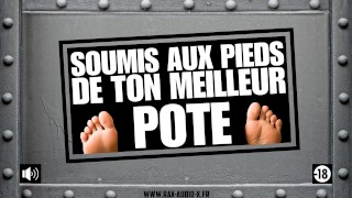 Tu vas te faire marcher dessus et branler avec les pieds de ton pote hétéro. [Audio Porno Français]
