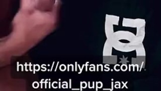 Jacking off huge cum shot onto DC shirt to wear.