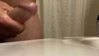 Daddy gets hot and cums in motel room