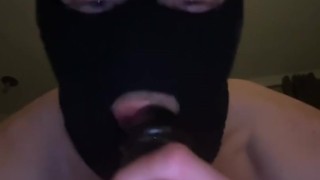 Twink deepthroats BBC dildo