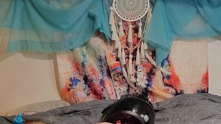 Biker slut fucks herself into shaking orgasms