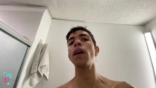 YOU ACCOMPANY ME IN THE SHOWER WHILE I FILL MY HUGE COCK WITH FOAM