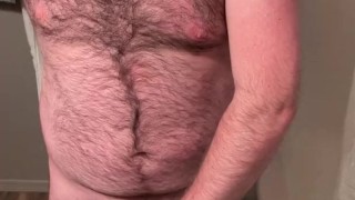 Hairy Cub Cumming in the Bathroom