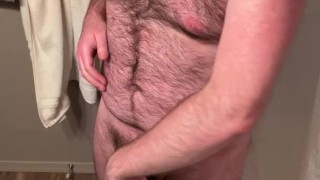 Hairy Cub Cumming in the Bathroom