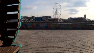 guy masturbates on the promenade in the city center