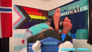 Chubby dom Matt seduced Ryan into foot and body tickling