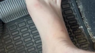 Man Toes Pedal Pushing Feet Rough After Work Barefoot