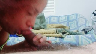sucking until he ejaculates a lot in my mouth,I keep swallowing and he fills me with cum again,Ilove