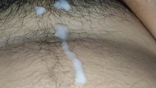 Handjob and cumshot before going to bed