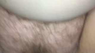 BIG TIT CHUBBY HOUSEWIFE GETS CUM SHOT ONTO HER CHUBBY BELLY AND HAIRY PUSSY
