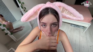 Hungry Bunny Gets Deep Sucking Big Dick And Eating Cum To Satisfy