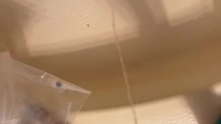 SUBMISSIVE GUY DESPERATELY PEE IN THE TUB AND MOANS IN RELIEF