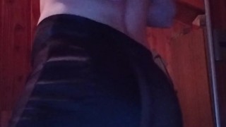 Femboy Horny boy Dancing with a sexy black translucent skirt and mask