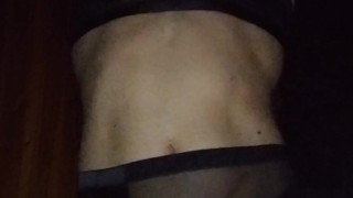 Femboy Horny boy Dancing with a sexy black translucent skirt and mask