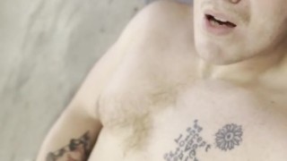 Ginger jock strokes his cock on the gym floor