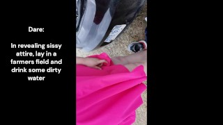 Chub Sissy Slave Drinks Water from a Farmers Field like a DOG!