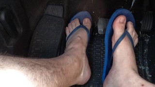 ManToes Pedal Pumping In Tiny Thongs