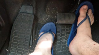 ManToes Pedal Pumping In Tiny Thongs