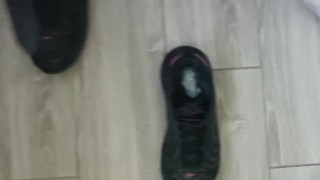 Getting redy to work 🔥 cum in sneakers
