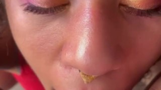 LESBIAN POV: Cute Latina eats her Ebony girlfriend’s pussy!