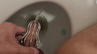 I found a new way to pee. This little anal cage will be put into my mouth after being pissed