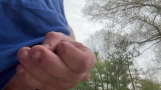 blowing my cub load outside for everyone to see