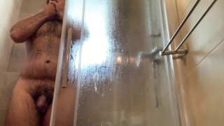 Amateur Latin make a jerking in the shower