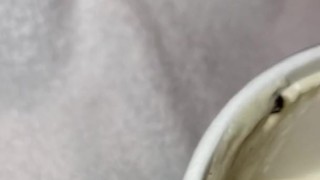 Eating my cum in my ice cream makes me moan, tastes so good!