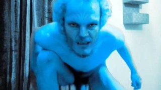 Extremely horny Skinny Avatar male masturbates on a bed for his viewers