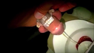 Public Toilet Cock Cage Piss - My Master Husband has the key to my heart and chastity cage!