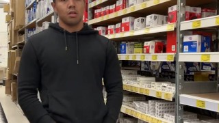 Guy jerks off at work