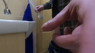 Jerking and playing with ass in the office toilet