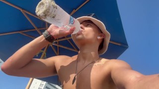tourist exhibits himself in a jet ski in the sea on the Beaches of Cartagena