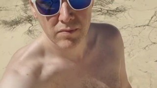 Naked in Fuerteventura. Exposing my naked body outdoors and playing with my cock.