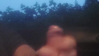 Straight stud public jerk off in car / car wank in public.