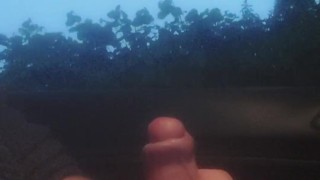 Straight stud public jerk off in car / car wank in public.