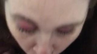 Amateur sexy wife deepthroats and stays down on cock till cum explosion in throat 😍