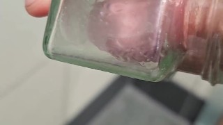 Solo hand fucking with slow penetration using lubricant on limp cock, then hard dick