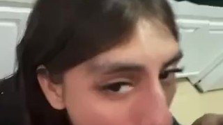 Sucking step brothers dick before mom gets home