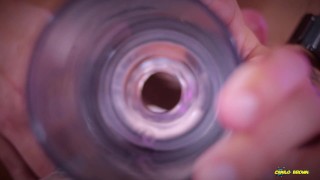 Closeup view from inside my fake pussy while I fuck it passionate until I cum inside fleshlight