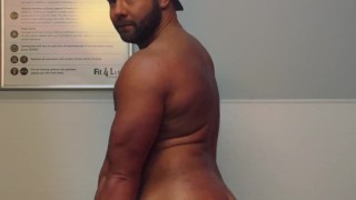 Buff Gym Daddy Strips, Poses and Jerks Cock