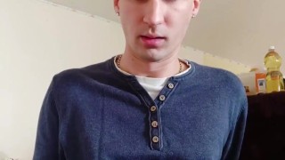 Twink boy uncut dick cumshot video