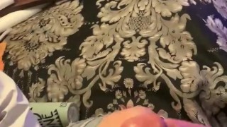 Hot young brunette teasing hard cock
