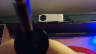 Chastity sissy on fuck machine!